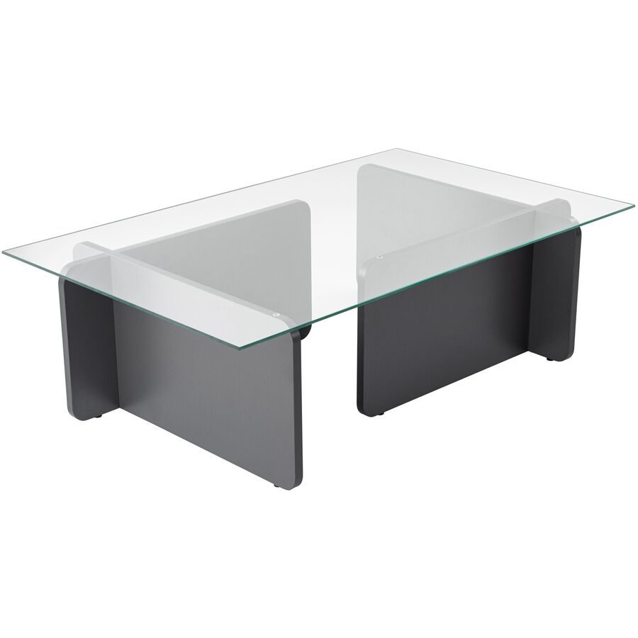 Salontisch Georis Grau/Transparent Glas/Holz 105 cm - Farbe: anthrazit/transparent - Material: Glas/Holzwerkstoff - Salontisch