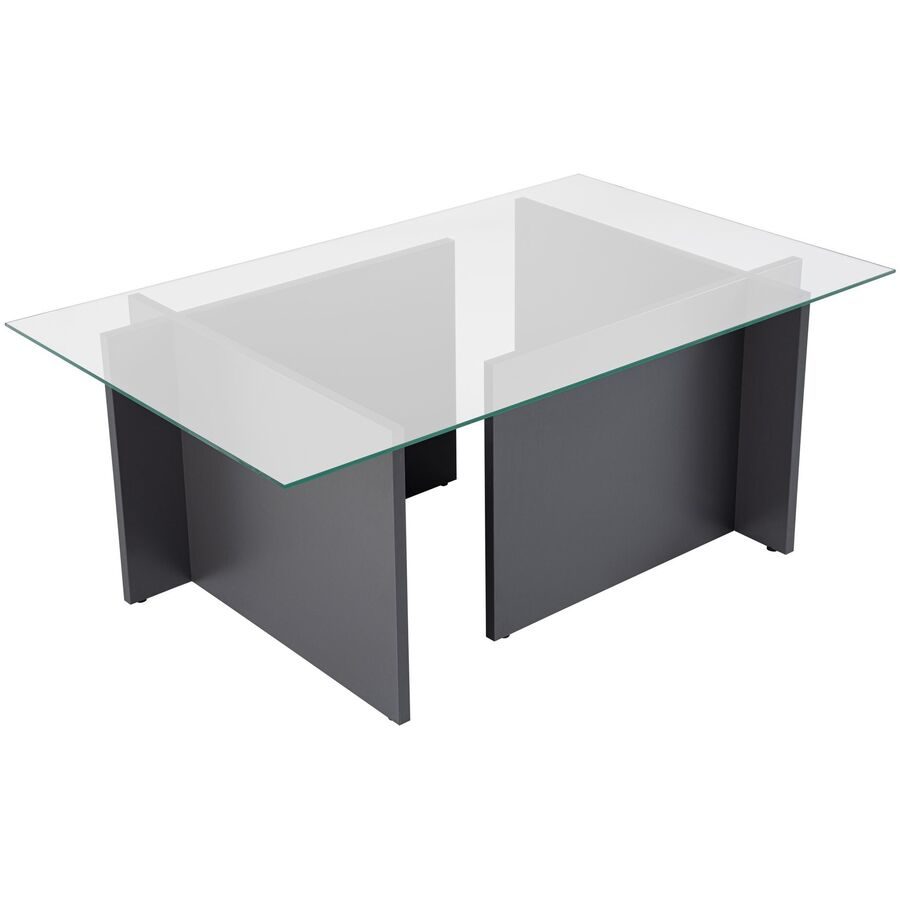 Salontisch Georis Grau Glas/Holz 105 cm - Farbe: anthrazit - Material: Glas/Holzwerkstoff - Salontisch