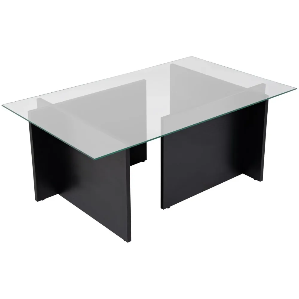 Salontisch Georis Schwarz Glas/Holz 105 cm - Material: Glas/Holzwerkstoff - Salontisch
