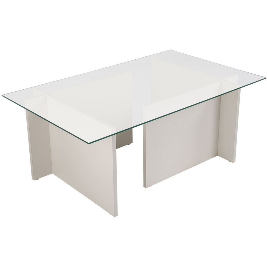Salontisch Georis Weiss/Transparent Glas/Holz 105 cm - Material: Glas/Holzwerkstoff - Salontisch