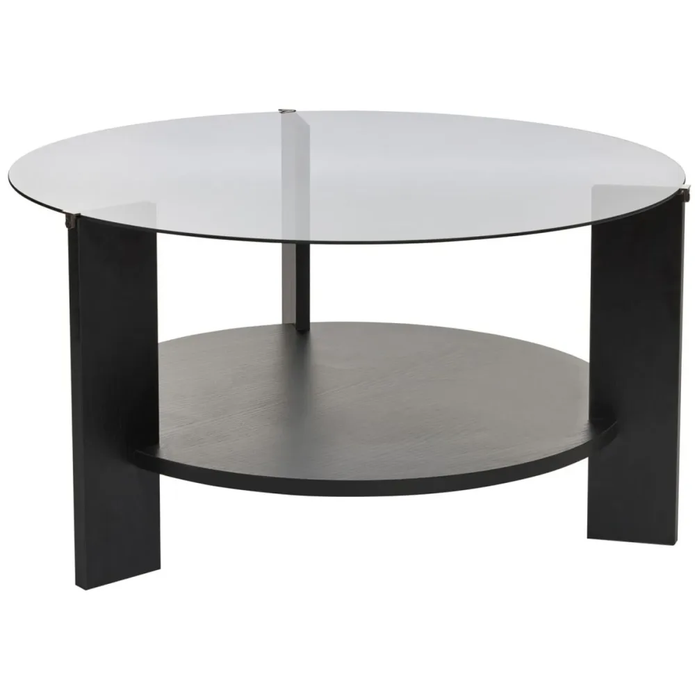 Salontisch Georis Schwarz/Transparent Glas/Holz 75 cm - Material: Glas/Holzwerkstoff - Salontisch