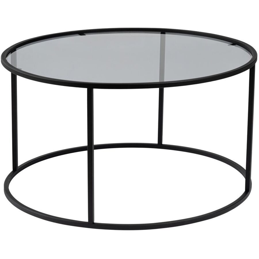 Salontisch Georis Grau/Transparent Glas/Metall 80 cm - Farbe: dunkelgrau/transparent - Salontisch