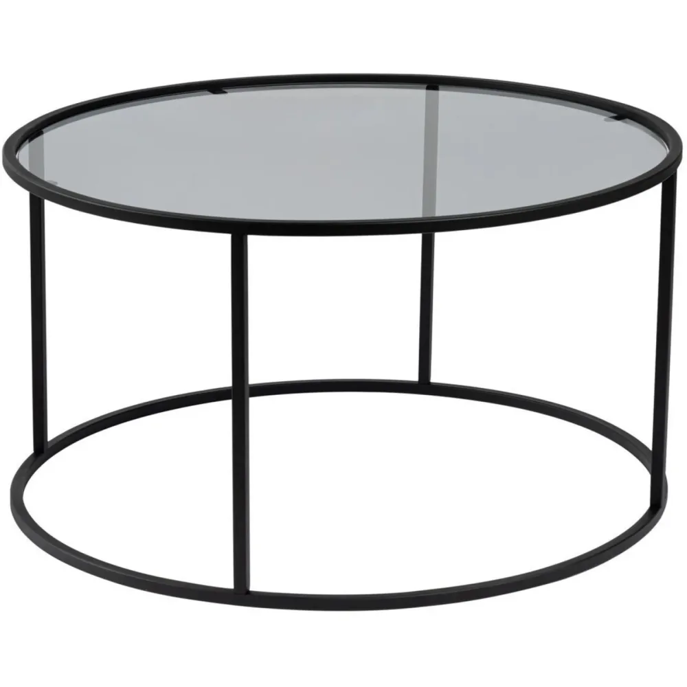 Salontisch Georis Grau/Transparent Glas/Metall 80 cm - Farbe: dunkelgrau/transparent - Salontisch