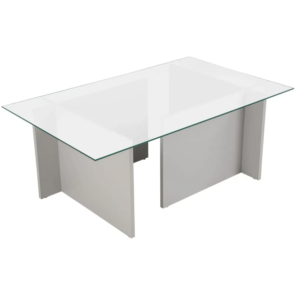 Salontisch Georis Grau/Transparent Glas/Holz 105 cm - Material: Glas/Holzwerkstoff - Salontisch