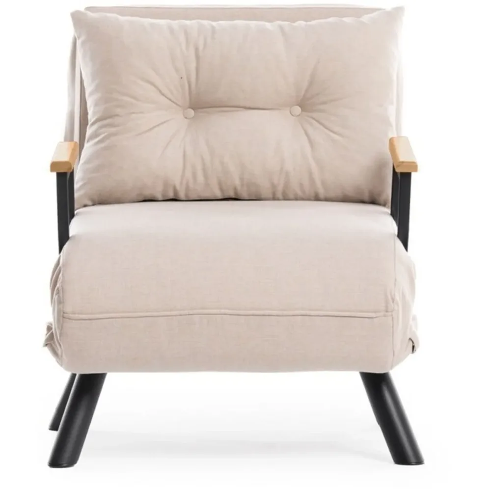 Sessel Foldbar Beige Leinen 78 cm 60 cm Ausziehbar - Farbe: cream - Sessel