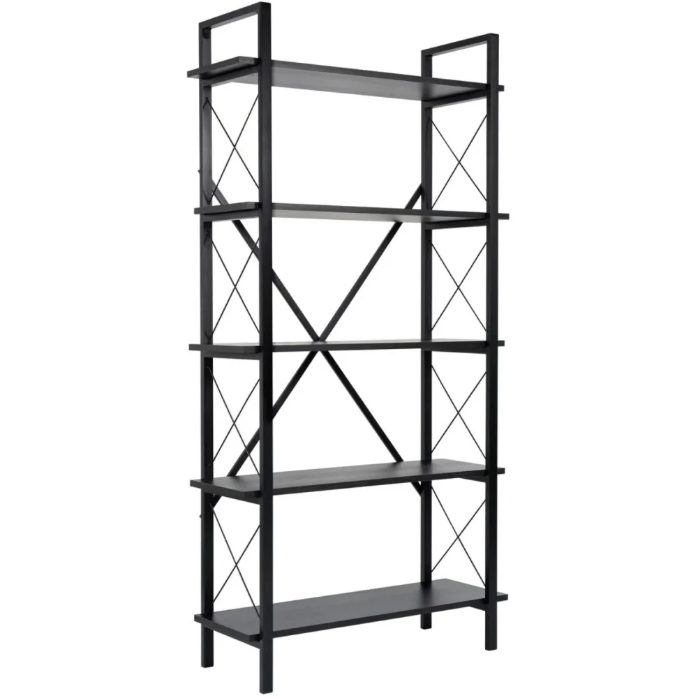 Bücherregal Ely Schwarz Holz 90 cm 180 cm - Material: Holzwerkstoff - Bücherregal