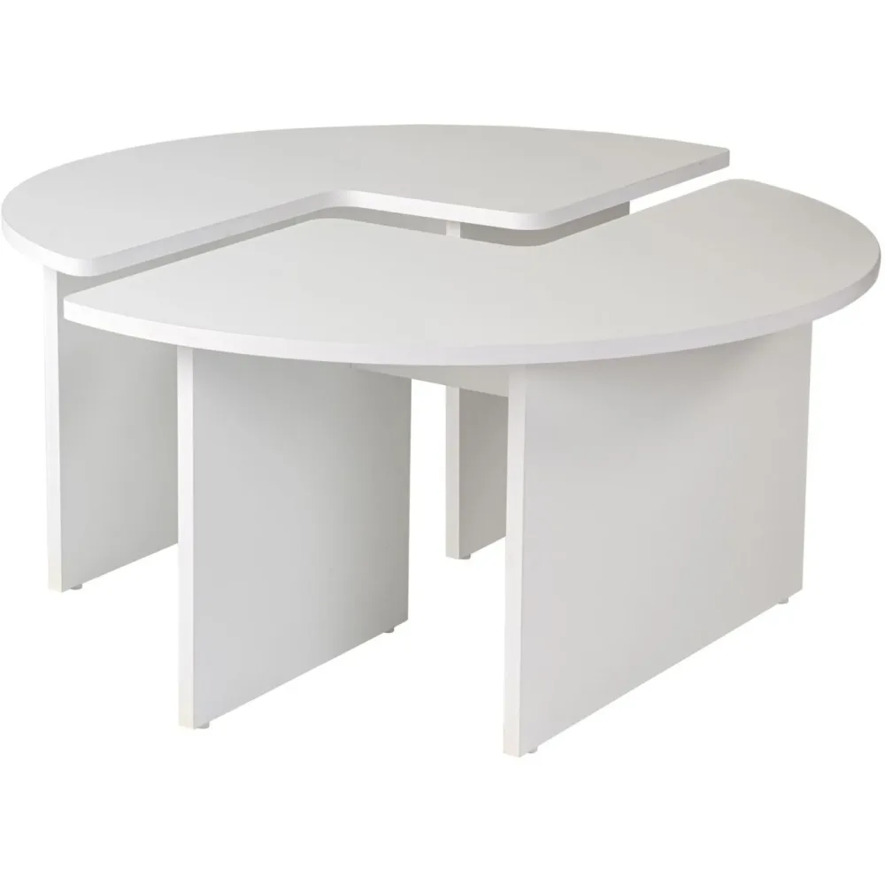 Salontisch Georis Weiss Holz 90 cm - Material: Holzwerkstoff - Salontisch