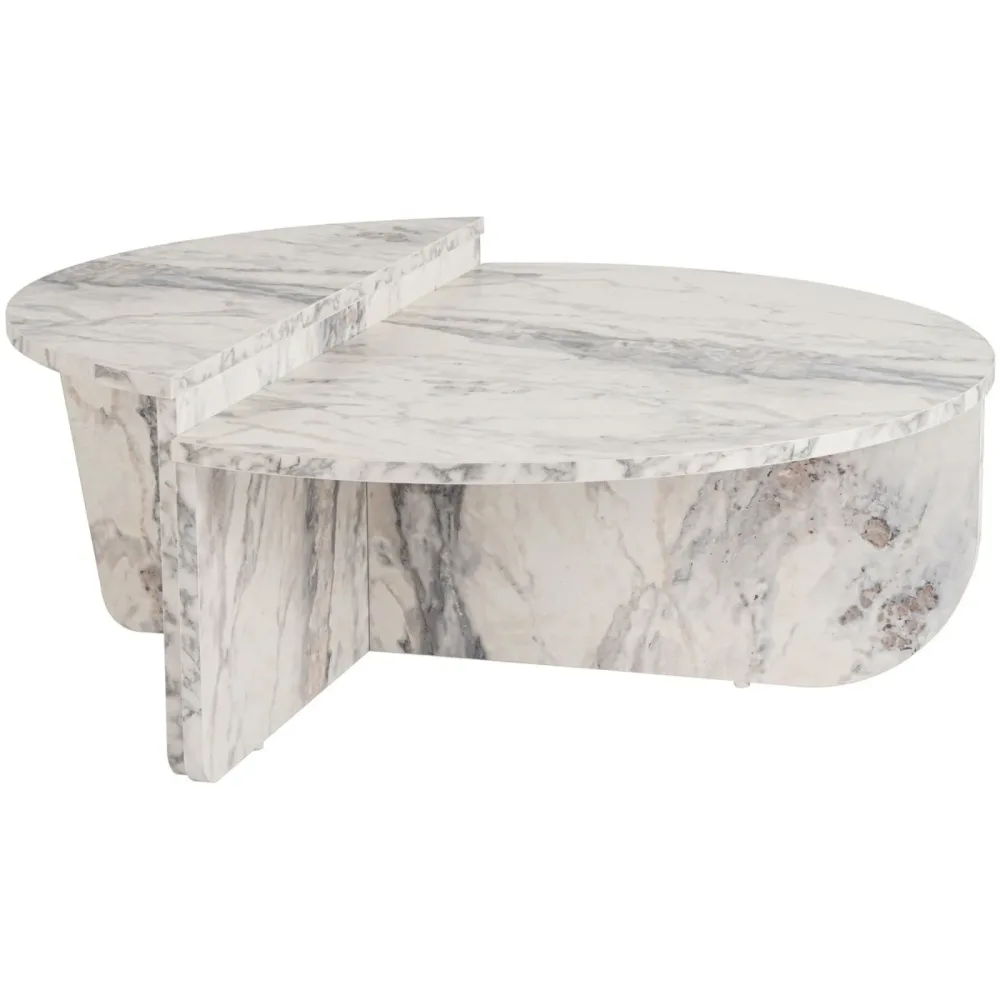 Salontisch Georis Grau/Weiss Holz 90 cm - Farbe: marmor - Material: Holzwerkstoff - Salontisch