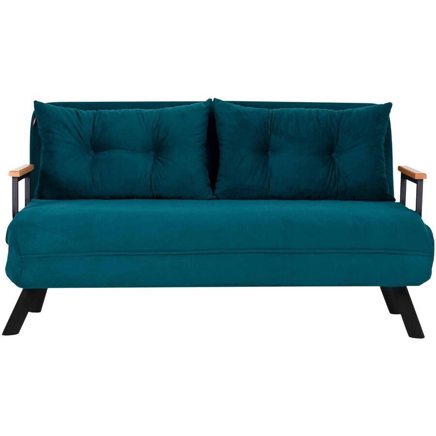 Bettsofa Foldbar Cyan Polyester 133 cm 50 cm - Farbe: petrol - Bettsofa