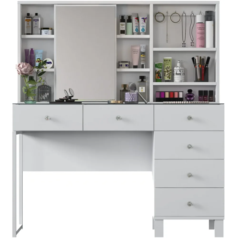 Schminktisch Georis Weiss Holz 120 cm 40 cm 136.8 cm - Material: Holzwerkstoff - Schminktisch