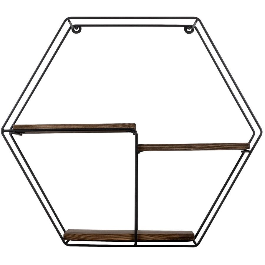 Wandregal Georis Schwarz Holz/Metall 60 cm 53 cm - Farbe: natur/schwarz - Wandregal
