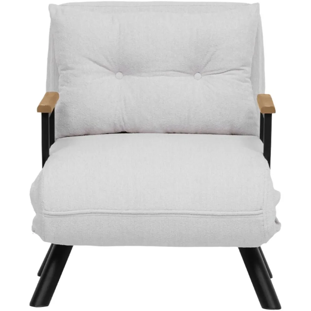 Sessel Foldbar Weiss Stoff 78 cm 60 cm Ausziehbar - Sessel