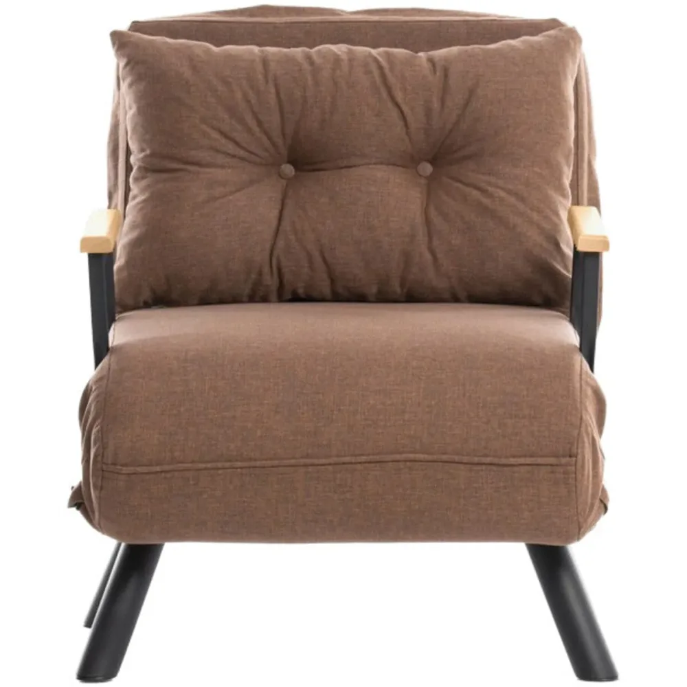 Sessel Foldbar Braun Leinen 78 cm 60 cm Ausziehbar - Farbe: Hellbraun - Sessel