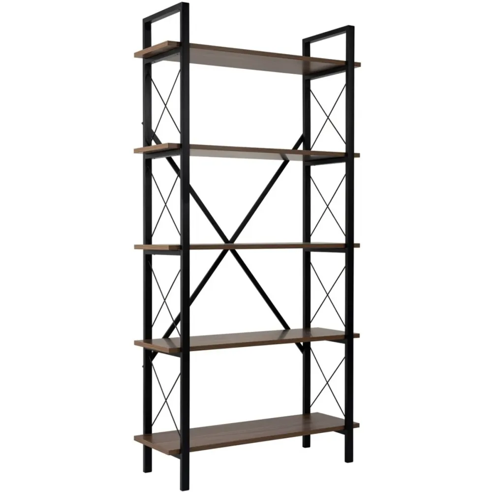 Bücherregal Ely Braun Holz 90 cm 180 cm - Farbe: Walnuss - Material: Holzwerkstoff - Bücherregal