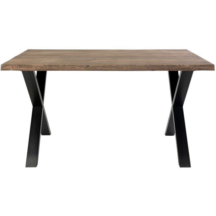 Esstisch Yavona Braun/Schwarz Metall/Holz 95 cm - Material: Eiche Natur/Metall - Esstisch