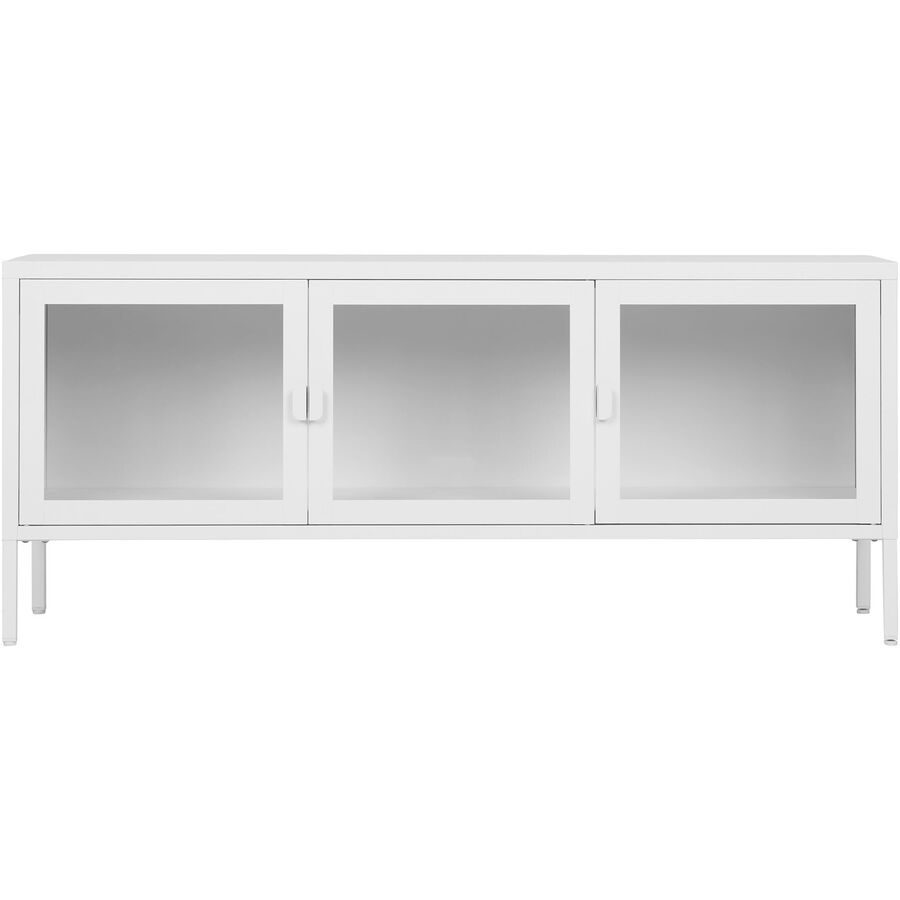 TV-Möbel Soreva Weiss Stahl/Glas 130 cm 55 cm 40 cm - TV-Möbel