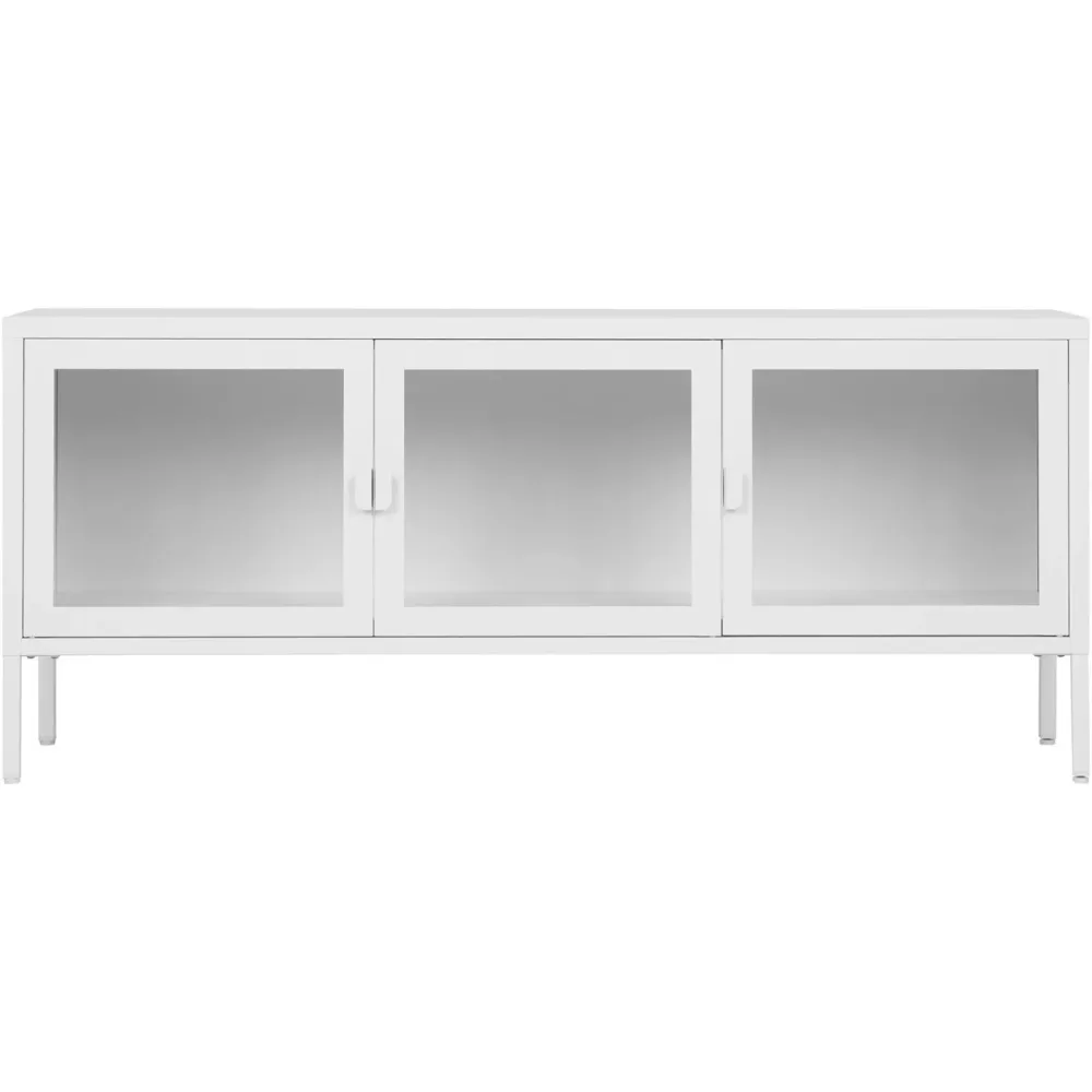 TV-Möbel Soreva Weiss Stahl/Glas 130 cm 55 cm 40 cm - TV-Möbel