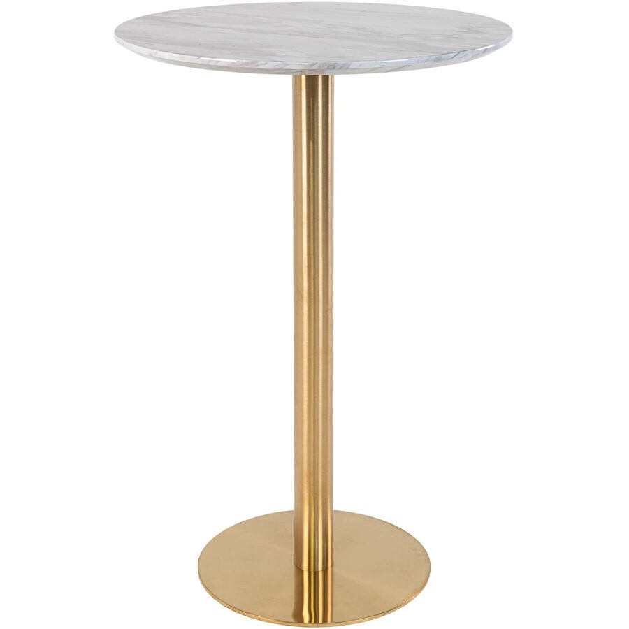 Bartisch Isenta Weiss Stahl 70 cm - Farbe: messing/weiss - Bartisch