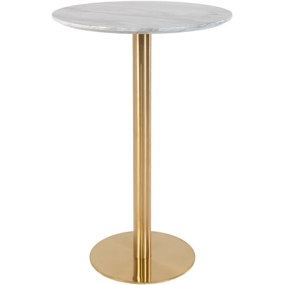 Bartisch Isenta Weiss Stahl 70 cm - Farbe: messing/weiss - Bartisch