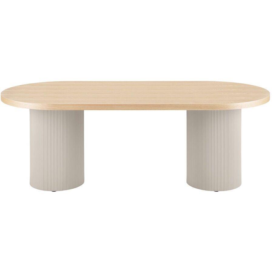 Esstisch Maventa Beige MDF/Holz 100 cm - Farbe: sand - Material: MDF, Eschefurnier - Esstisch