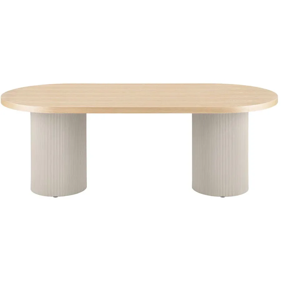 Esstisch Maventa Beige MDF/Holz 100 cm - Farbe: sand - Material: MDF, Eschefurnier - Esstisch