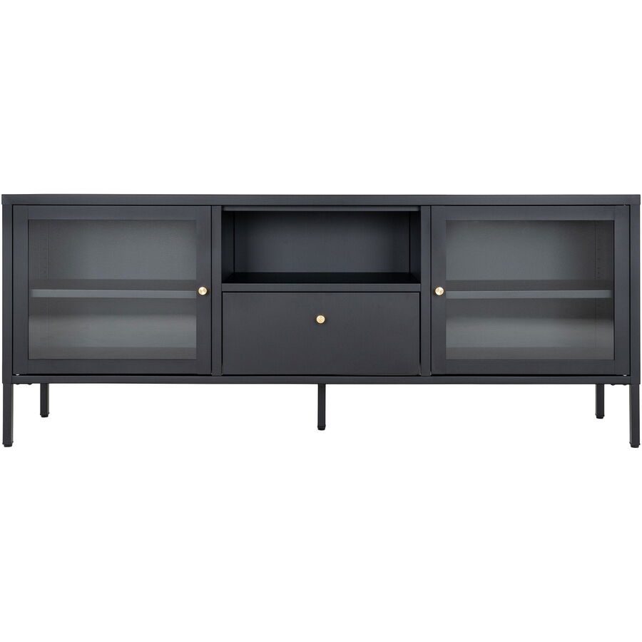 TV-Möbel Tavena Schwarz Stahl/Glas 150 cm 60 cm 35 cm - TV-Möbel