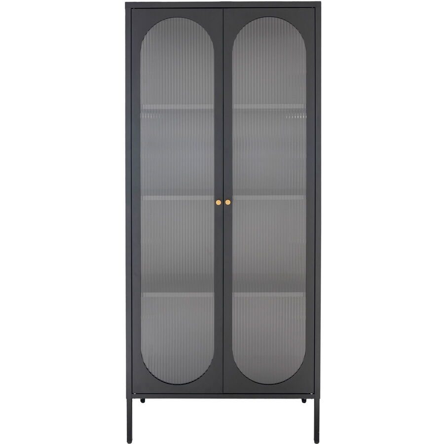 Vitrine Vandor Schwarz Stahl/Glas 80 cm 180 cm 35 cm - Vitrine