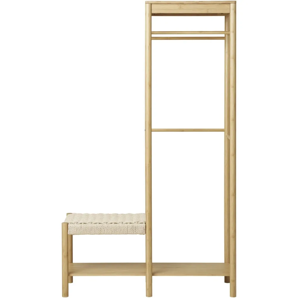 Garderobe Yolira Beige/Braun Bambus 36 cm 165 cm - Farbe: Nature - Garderobe