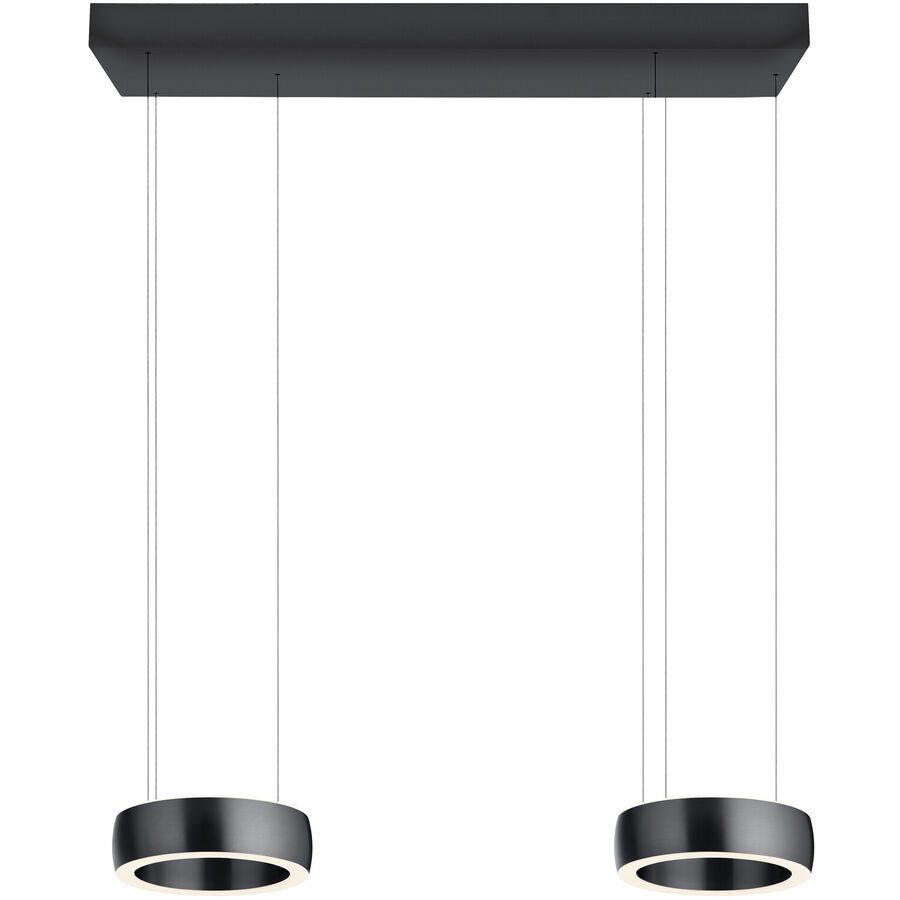 Designer-Pendellampe Bankamp Orbit anthrazit 2-flammig dimmbar - Farbe: anthrazit eloxiert - LED - Lichtfarbe: Extra warmweiss - Material: