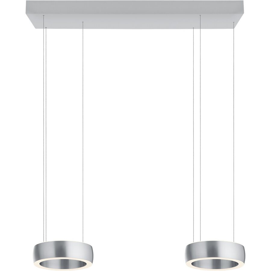 Designer-Pendellampe Bankamp Orbit aluminium matt 2-flammig dimmbar - LED - Lichtfarbe: Extra warmweiss - Material: Aluminium/Stahl -
