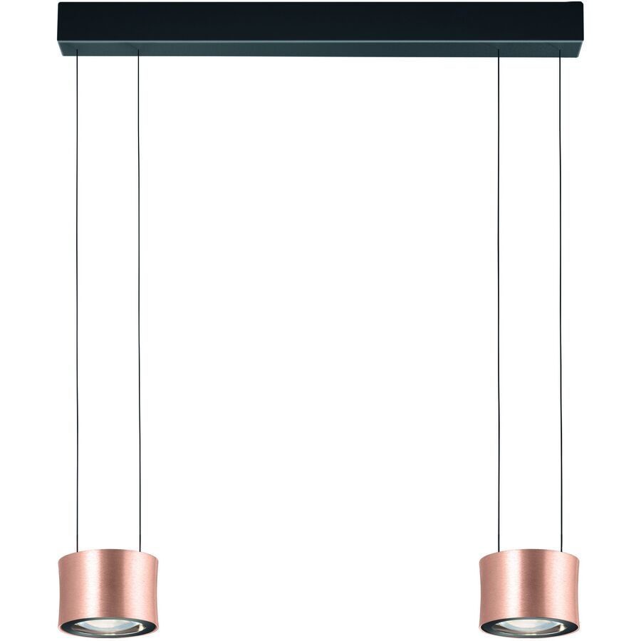 Designer-Pendellampe Bankamp Impulse Roségold 2-flammig vertical flex - Farbe: Rose/Gold eloxiert - LED - Lichtfarbe: Extra warmweiss - Material: