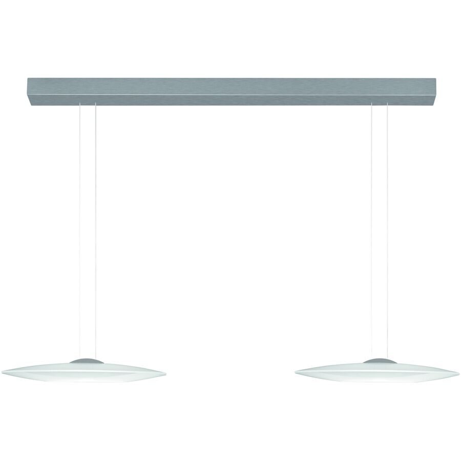 Designer-Pendellampe Bankamp DISC aluminium matt 2-flammig - LED - Lichtfarbe: Extra warmweiss - Material: Aluminium/Stahl - Designer-Pendellampe- LED