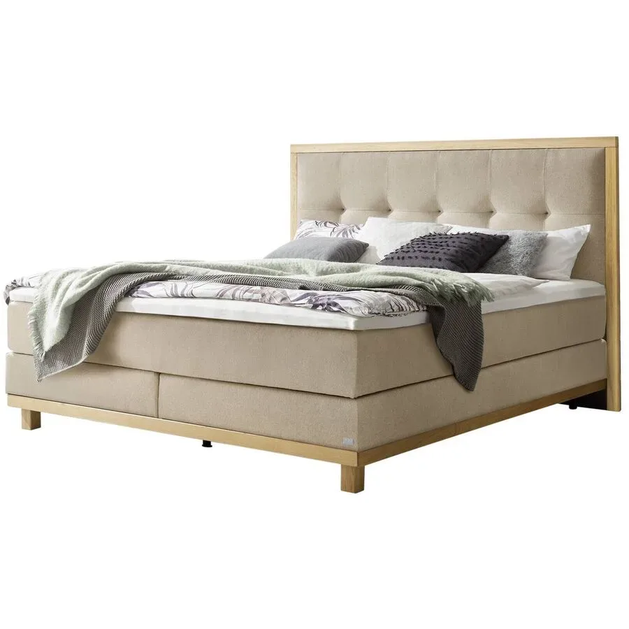 Hasena Boxspringbett Cecilia Beige Stoff 180 x 200 cm - Farbe: sand - Boxspringbett