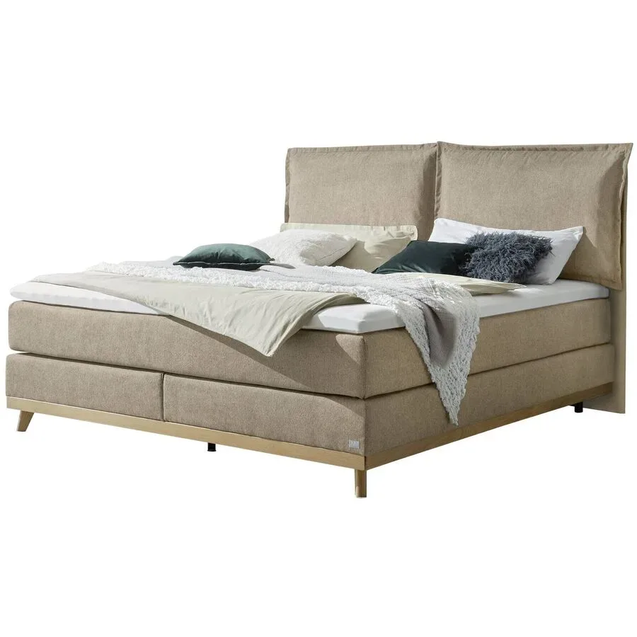 Hasena Boxspringbett Imelda Beige Stoff 160 x 200 cm - Farbe: sand - Boxspringbett
