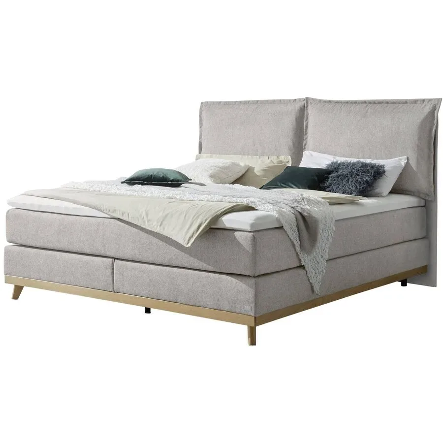 Hasena Boxspringbett Imelda Grau Stoff 200 x 200 cm - Farbe: Light Grey - Boxspringbett