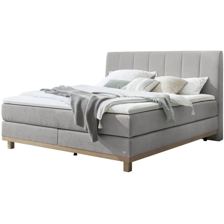 Hasena Boxspringbett Estela Grau Stoff 160 x 200 cm - Farbe: Light Grey - Boxspringbett