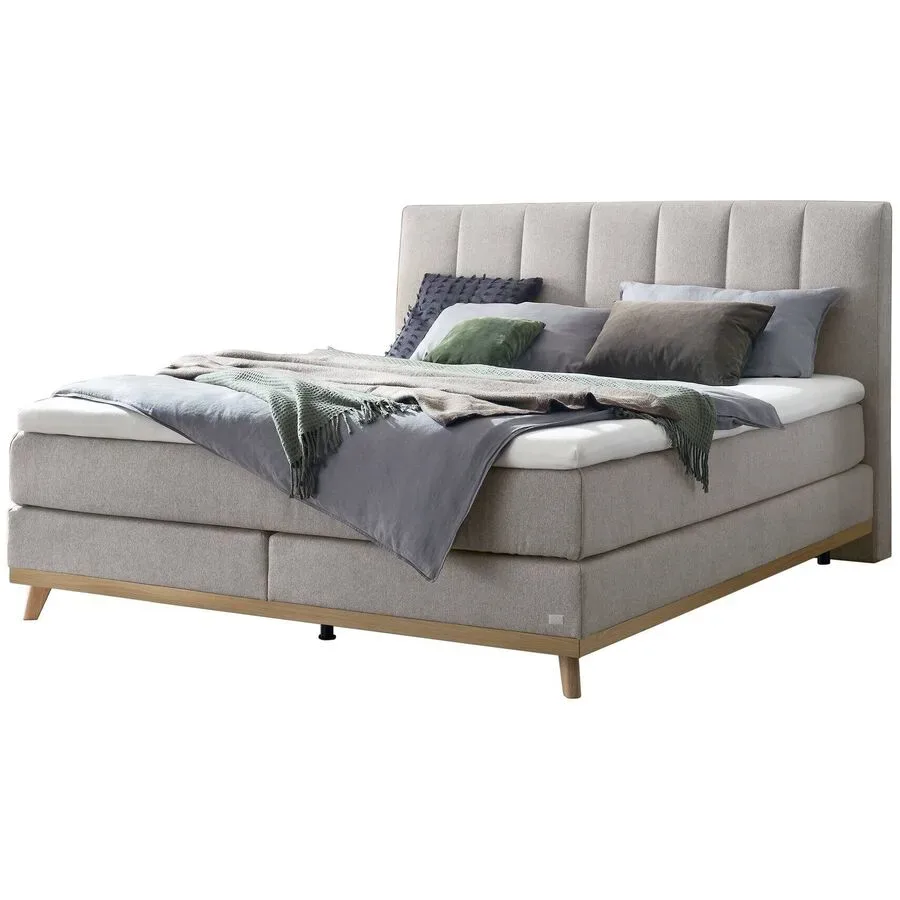 Hasena Boxspringbett Stefania Grau Stoff 160 x 200 cm - Farbe: Light Grey - Boxspringbett