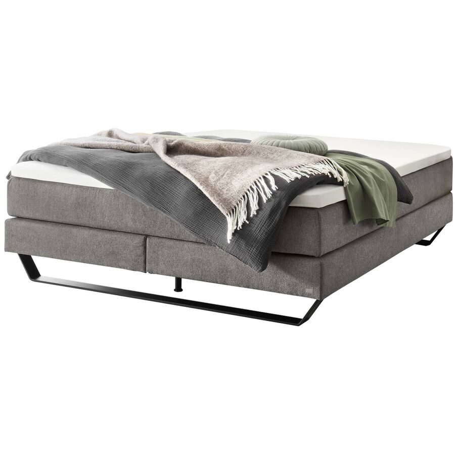 Hasena Boxspringbett Julieta Grau Stoff 160 x 200 cm - Farbe: Grey - Boxspringbett
