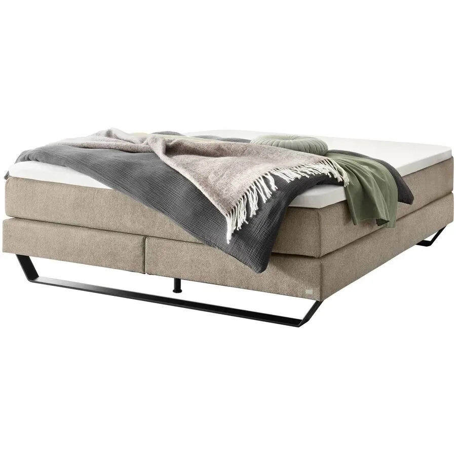 Hasena Boxspringbett Julieta Beige Stoff 160 x 200 cm - Farbe: sand - Boxspringbett