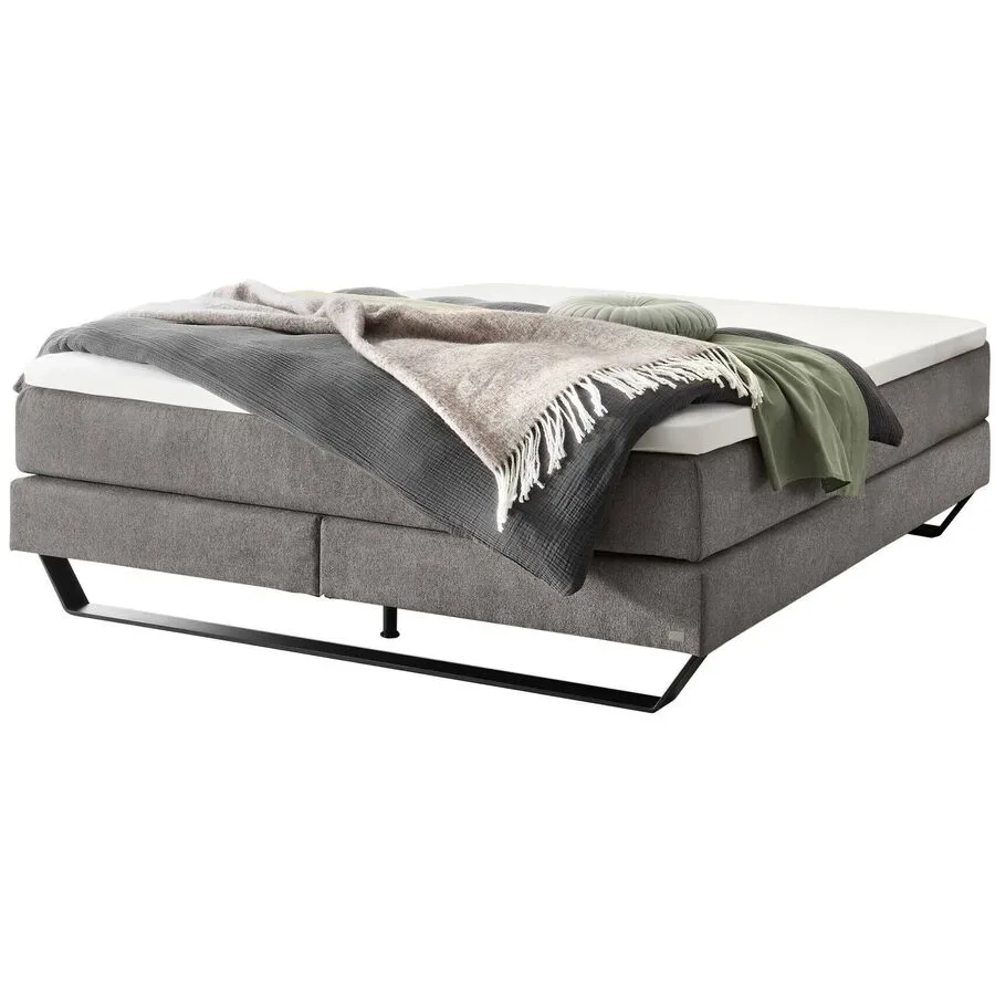 Hasena Boxspringbett Julieta Grau Stoff 180 x 200 cm - Farbe: Grey - Boxspringbett