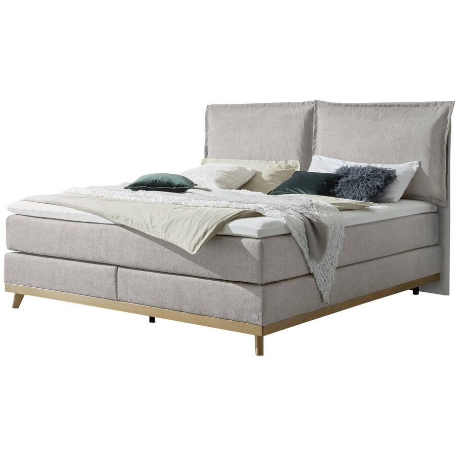 Hasena Boxspringbett Imelda Grau Stoff 140 x 200 cm - Farbe: Light Grey - Boxspringbett