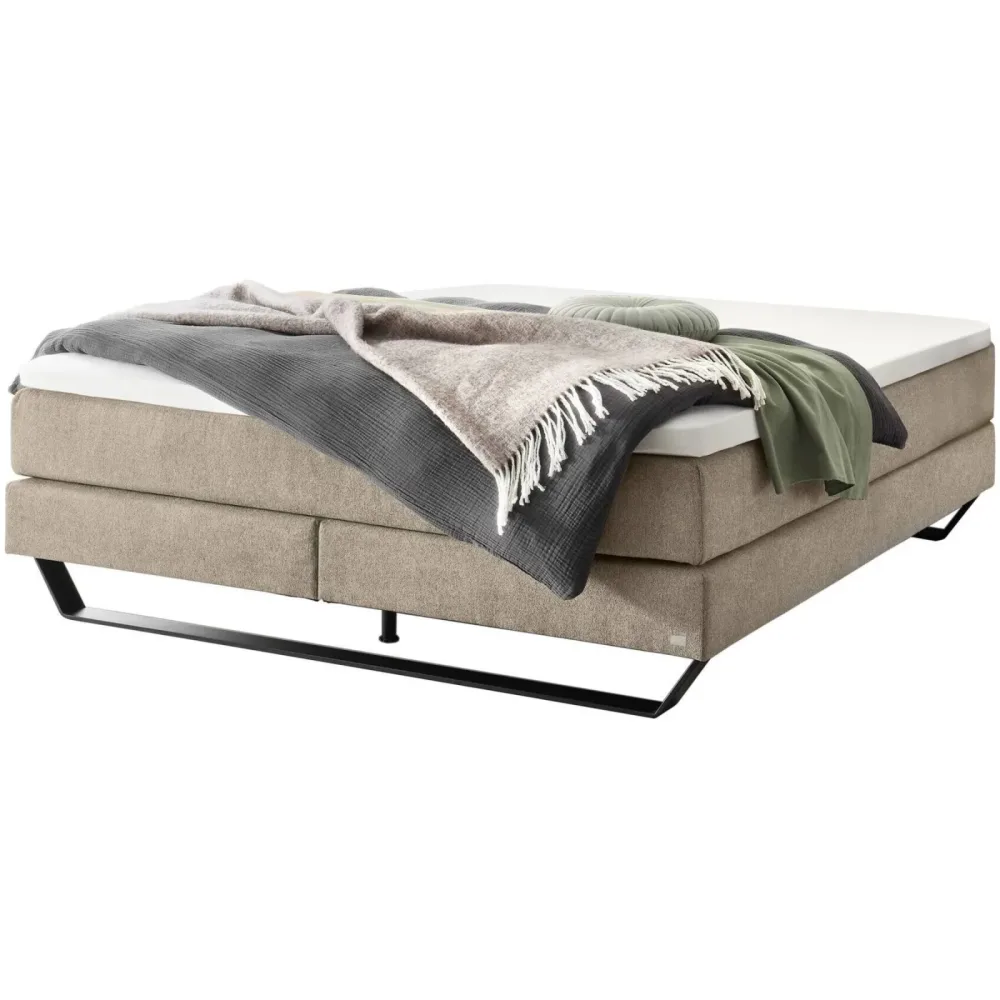 Hasena Boxspringbett Julieta Beige Stoff 200 x 200 cm - Farbe: sand - Boxspringbett