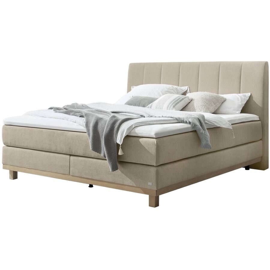 Hasena Boxspringbett Estela Beige Stoff 200 x 200 cm - Farbe: sand - Boxspringbett