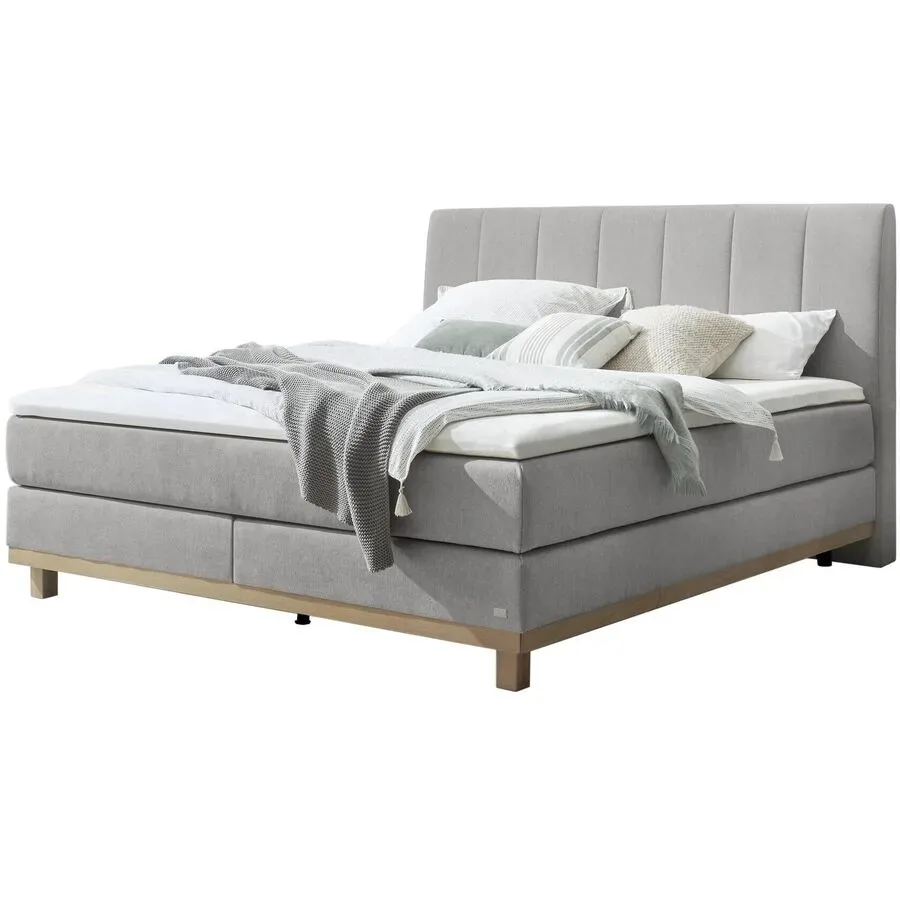 Hasena Boxspringbett Estela Grau Stoff 200 x 200 cm - Farbe: Light Grey - Boxspringbett