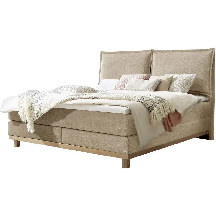 Hasena Boxspringbett Zamora Beige Stoff/Holz/Holzwerkstoff 160 x 200 cm - Farbe: sand - Material: Stoff/Holz/Spanplatte - Boxspringbett