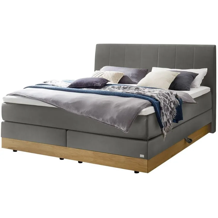 Hasena Boxspringbett Pedrosa Grau Stoff 200 x 200 cm - Farbe: stahl - Boxspringbett