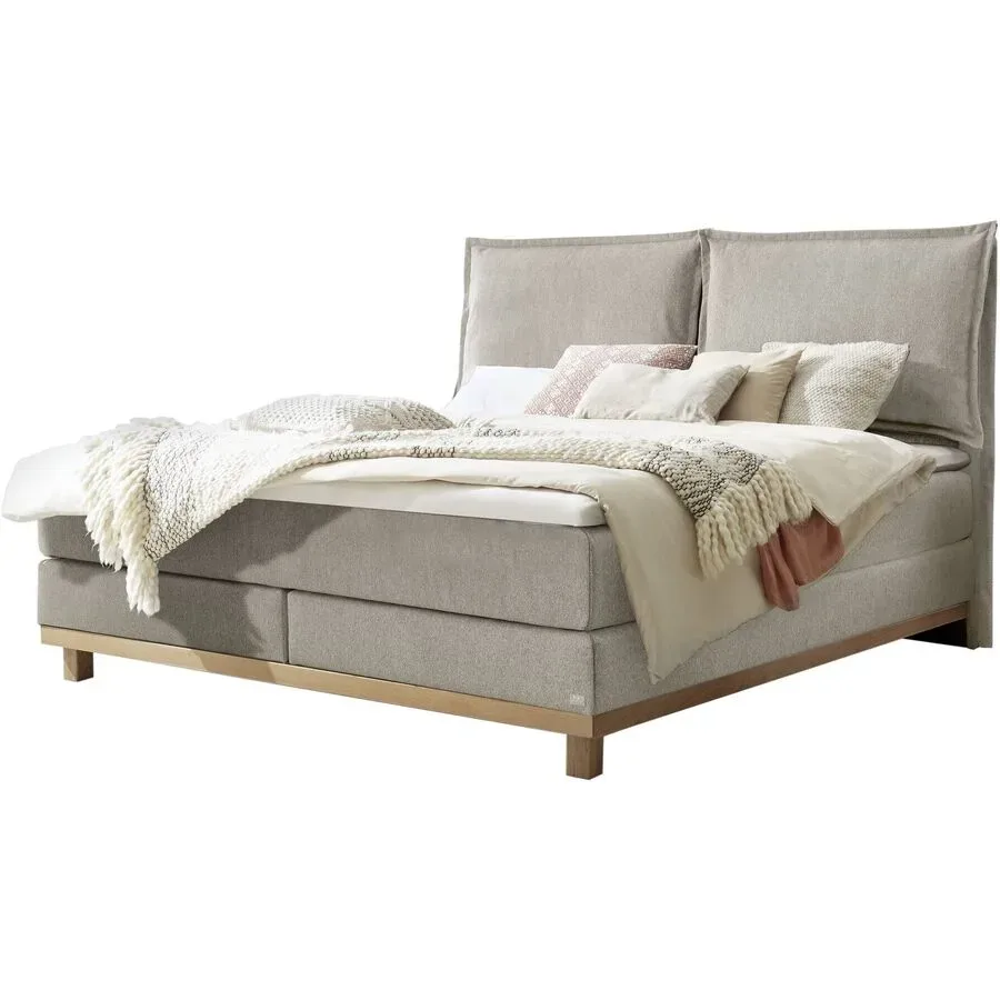 Hasena Boxspringbett Zamora Grau Stoff 180 x 200 cm - Farbe: Light Grey - Boxspringbett