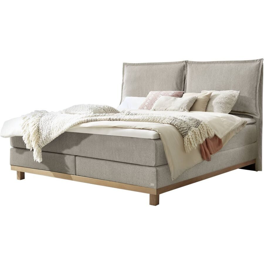 Hasena Boxspringbett Zamora Grau Stoff 180 x 200 cm - Farbe: Light Grey - Boxspringbett