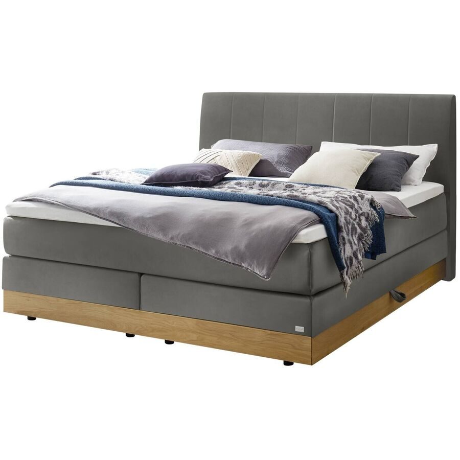 Hasena Boxspringbett Pedrosa Grau Stoff 160 x 200 cm - Farbe: stahl - Boxspringbett