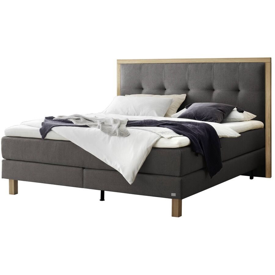 Hasena Boxspringbett Solara Grau Stoff 200 x 200 cm - Farbe: Grey - Boxspringbett